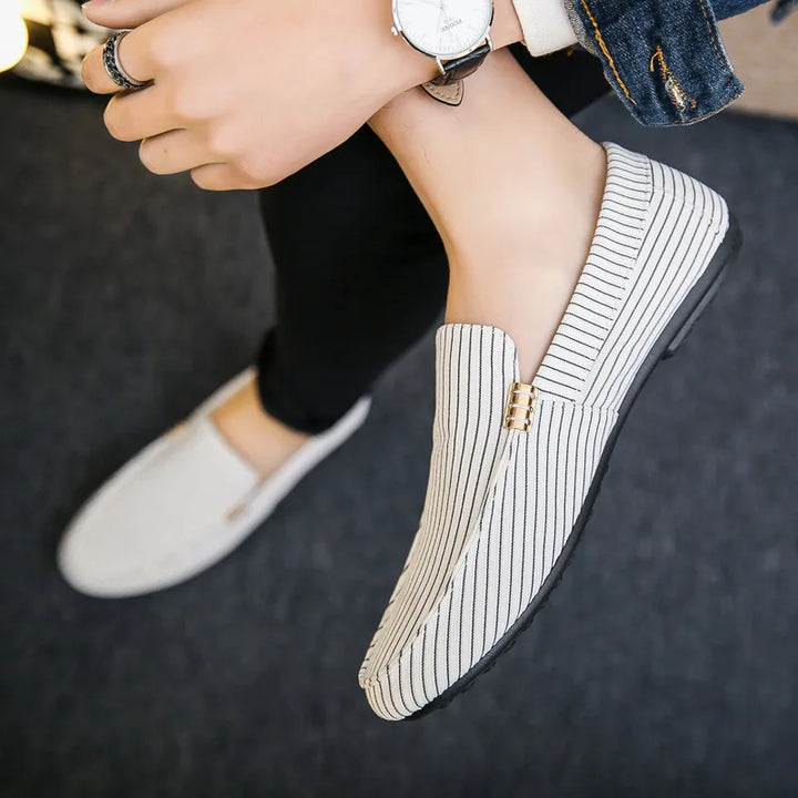 Samuel Casual Chic Stripe Canvas Loafers