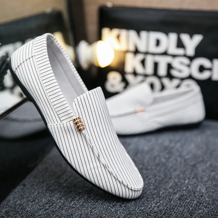 Samuel Casual Chic Stripe Canvas Loafers